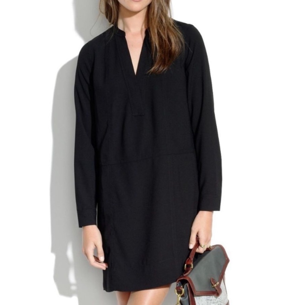 Madewell Black Long Sleeve director tunic/shift dress